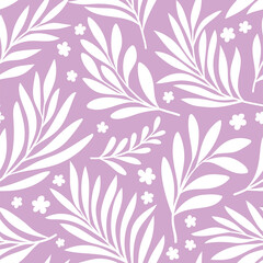 Fototapeta na wymiar Vector hand drawn leaves seamless pattern. Abstract trendy floral background. Repeatable texture.