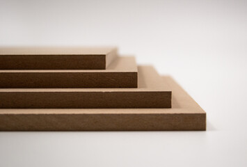 Mediapan boards. Raw MDF light brown.