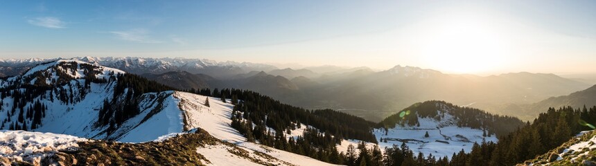 Fototapeta na wymiar Panorama view Seekarkreuz mountain in Bavaria, Germany