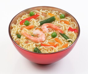 Chinese noodles with vegetables and shrimp