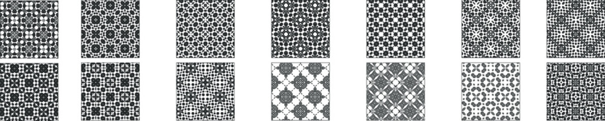 Universal different geometric seamless patterns. Endless vector texture can be used for wrapping wallpaper, pattern fills, web background,surface textures. Set of monochrome ornaments