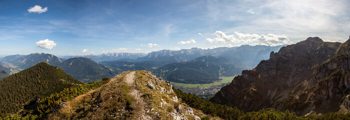 Panorama view Kramerspitze mountain in Bavaria, Germany