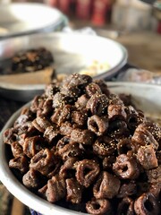 Traditional burmese food sold at itinerary five-day market
