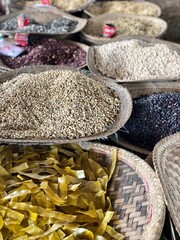 Traditional burmese food sold at itinerary five-day market