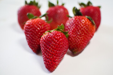 Strawberries with white background. Strawberry macro 