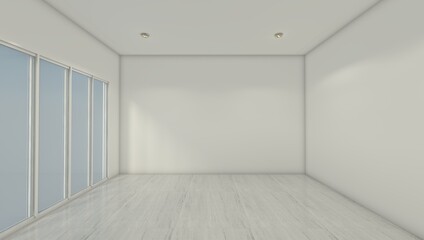 empty room with window and white wall background. Template room for interior furniture design. 