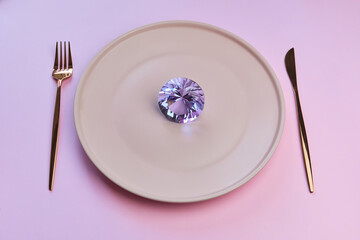 table setting knife fork plate and jewel