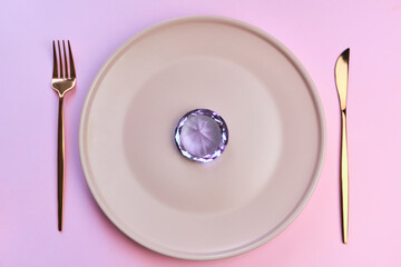 table setting knife fork plate and jewel
