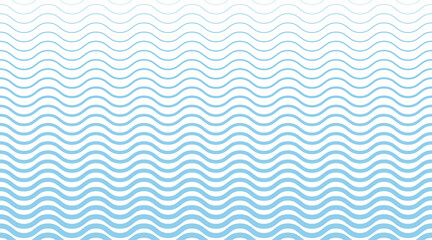 Blue color sea wavy seamless pattern. Vector wave repeating lines illustration