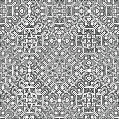 Geometric vector pattern with triangular elements. Seamless abstract ornament for wallpapers and backgrounds. Black and white colors. 