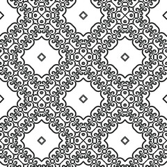  Geometric vector pattern with triangular elements. Seamless abstract ornament for wallpapers and backgrounds. Black and white colors. 