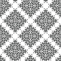  Geometric vector pattern with triangular elements. Seamless abstract ornament for wallpapers and backgrounds. Black and white colors. 