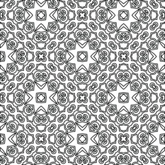  Geometric vector pattern with triangular elements. Seamless abstract ornament for wallpapers and backgrounds. Black and white colors. 