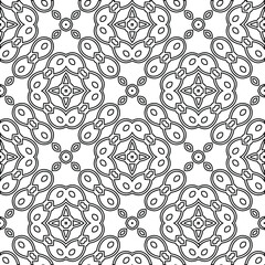  Geometric vector pattern with triangular elements. Seamless abstract ornament for wallpapers and backgrounds. Black and white colors. 