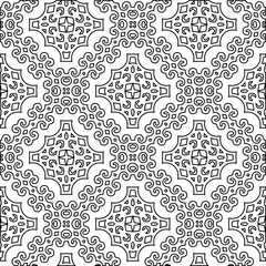  Geometric vector pattern with triangular elements. Seamless abstract ornament for wallpapers and backgrounds. Black and white colors. 