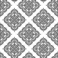 Geometric vector pattern with triangular elements. Seamless abstract ornament for wallpapers and backgrounds. Black and white colors. 