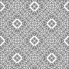 Geometric vector pattern with triangular elements. Seamless abstract ornament for wallpapers and backgrounds. Black and white colors. 