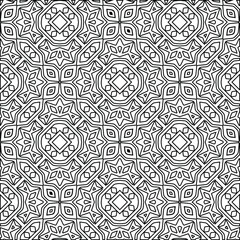 Fototapeta premium Geometric vector pattern with triangular elements. Seamless abstract ornament for wallpapers and backgrounds. Black and white colors. 