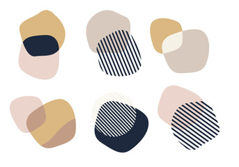A set of abstract shapes in calm soft pastel colors on a white background
