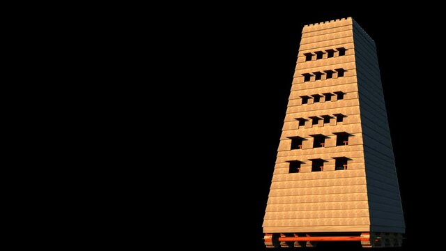 the ancient war machine Helepolis used for the conquest of the City of Rhodes by Demetrius the besieger during the Hellenistic era, 3D animation video