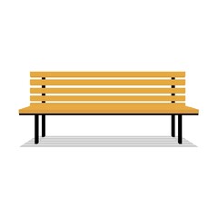 Wooden bench in flat style. Park bench icon isolated on white.