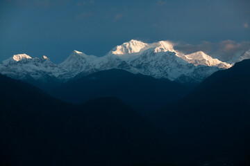 Kanchenjunga peak in Himalayan mountains