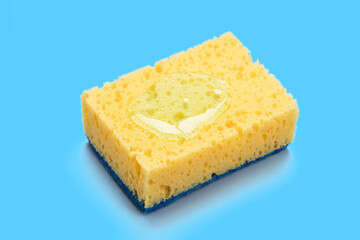 cleaning sponge with detergent gel isolated. washing sponge with soap cut out