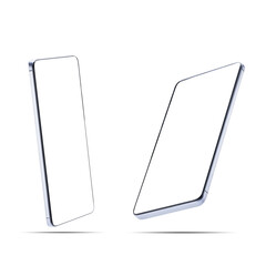 phone with blank screen isolated on white background. modern smartphone isometric view cut out. template for design