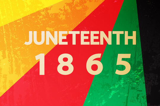 Juneteenth 1865 poster, banner design, card, festive concept. American Freedom holiday (Jubilee, Cel-Liberation) Day. Modern gold lettering on grunge texture. 