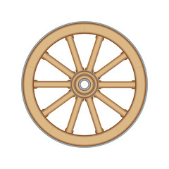 Obraz premium Wooden cart or wagon wheel, vector illustration design