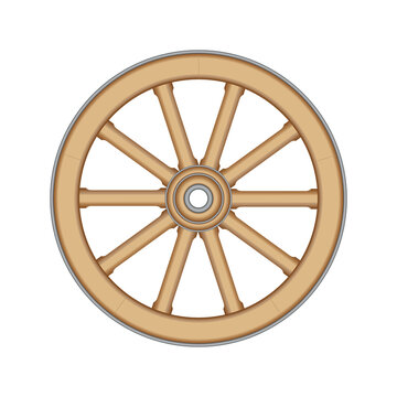 Wooden cart or wagon wheel, vector illustration design