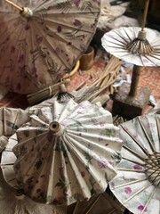 Handmade paper and bamboo sun umbrella in Myanmar