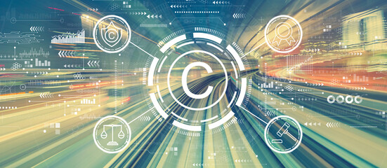 Obraz premium Copyright concept with high speed motion blur