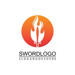 Sword Fire Logo Vector Template Design