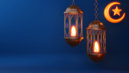 Ramadan Kareem background, mosque building, 3d rendering.