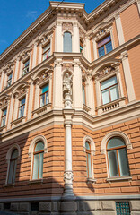 Fototapeta na wymiar Facade of an historic building in the city of Zagreb, Croatia