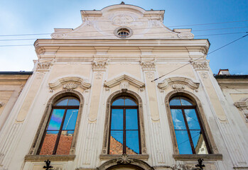 Facade of an historic building in the city of Zagreb, Croatia