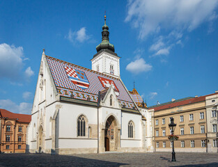 Fototapeta premium St Mark's Church in the city of Zagreb, Croatia