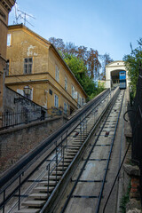 Fototapeta na wymiar Funicular in the historic centre of Zagreb, Croatia