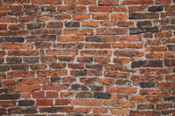 Close up of brown brick old wall, abstract background