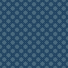 Vector geometric seamless pattern. Abstract vintage texture with small diamond shapes, rhombuses, squares, grid, lattice, grill, net. Stylish minimal background. Dark blue color. Repeat geo design