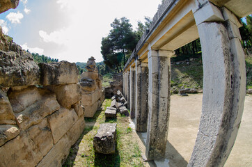 Fototapeta na wymiar The theatre of the Amphiareion oropos Greece,Paraskenion view