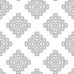 Geometric vector pattern with triangular elements. Seamless abstract ornament for wallpapers and backgrounds. Black and white colors. 