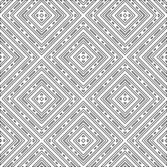 Geometric vector pattern with triangular elements. Seamless abstract ornament for wallpapers and backgrounds. Black and white colors. 