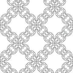 Geometric vector pattern with triangular elements. Seamless abstract ornament for wallpapers and backgrounds. Black and white colors. 