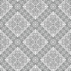 Geometric vector pattern with triangular elements. Seamless abstract ornament for wallpapers and backgrounds. Black and white colors. 