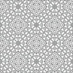 Geometric vector pattern with triangular elements. Seamless abstract ornament for wallpapers and backgrounds. Black and white colors. 