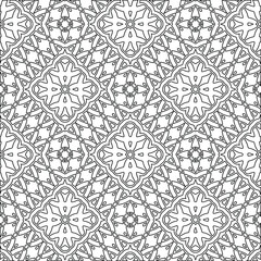 Geometric vector pattern with triangular elements. Seamless abstract ornament for wallpapers and backgrounds. Black and white colors. 