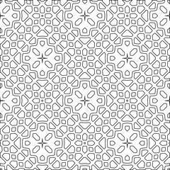 Geometric vector pattern with triangular elements. Seamless abstract ornament for wallpapers and backgrounds. Black and white colors. 