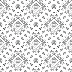 Geometric vector pattern with triangular elements. Seamless abstract ornament for wallpapers and backgrounds. Black and white colors. 